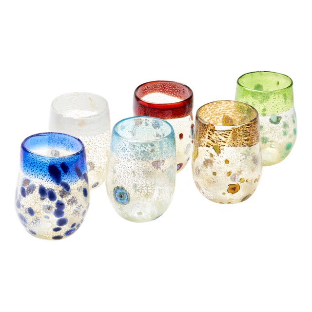 Murano Glass Tequila Glasses by Maryana Iskra for Ribes Studio, 1990s, Set of 6 For Sale