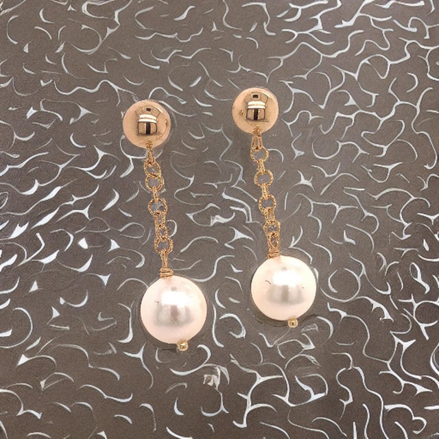 Akoya Pearl Dangle Earrings 14k Gold Certified For Sale - Image 11 of 11