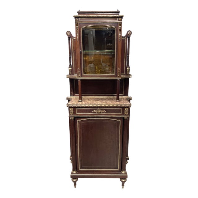 Napoleon III Mahogany and Chiseled Bronze Display Cabinet, 19th Century For Sale