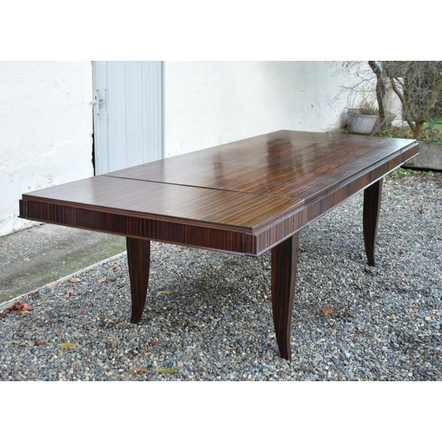 French Art Deco Style Macassar Ebony Dining Table For Sale - Image 11 of 18
