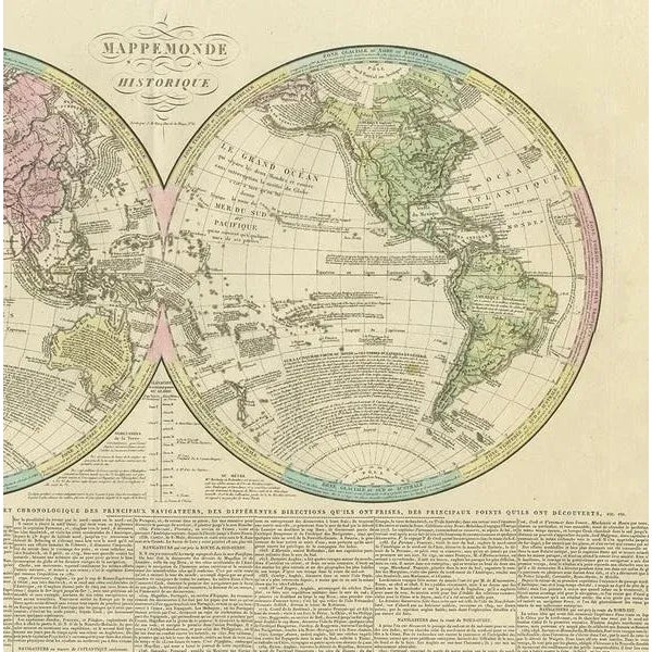 Antique World Map by Lesage, 1823 For Sale - Image 4 of 5