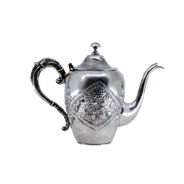 Silver Kettle with Reliefs and Removable Lid For Sale - Image 10 of 11