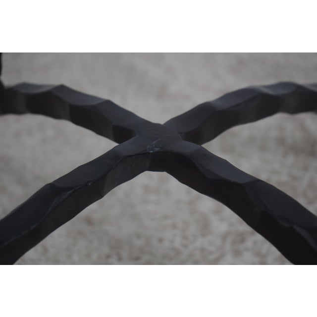 Stickley Round Glass Top Wrought Iron Base Bistro Tall Table For Sale - Image 9 of 11