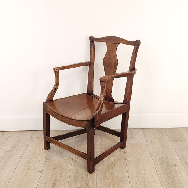 Traditional English Oak Armchair With Saddle Seat, 19th Century or Earlier For Sale - Image 3 of 12