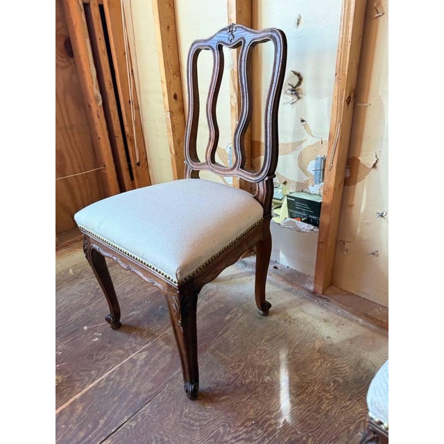 Antique French provincial style Carved Oak Dining Chairs For Sale - Image 10 of 17