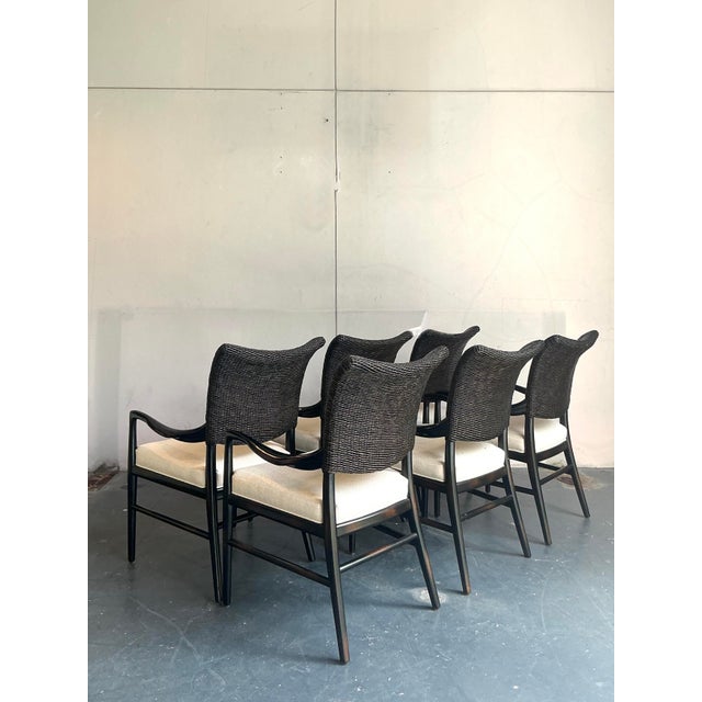 Palecek Vintage Boho Palecek “Catalina Cane” Arm Chairs - Set of 6 For Sale - Image 4 of 9