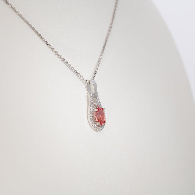 2020s Natural Aaa Padparadscha Sapphire Pendant With Natural Diamonds: Solid 14k Gold For Sale - Image 5 of 7