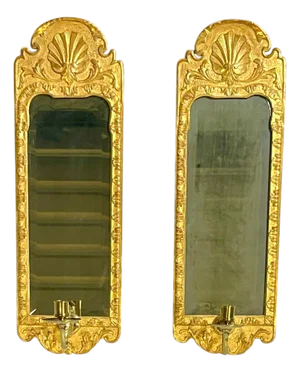 Pair of Italian Rococo Style Giltwood Mirrored Candle Sconces