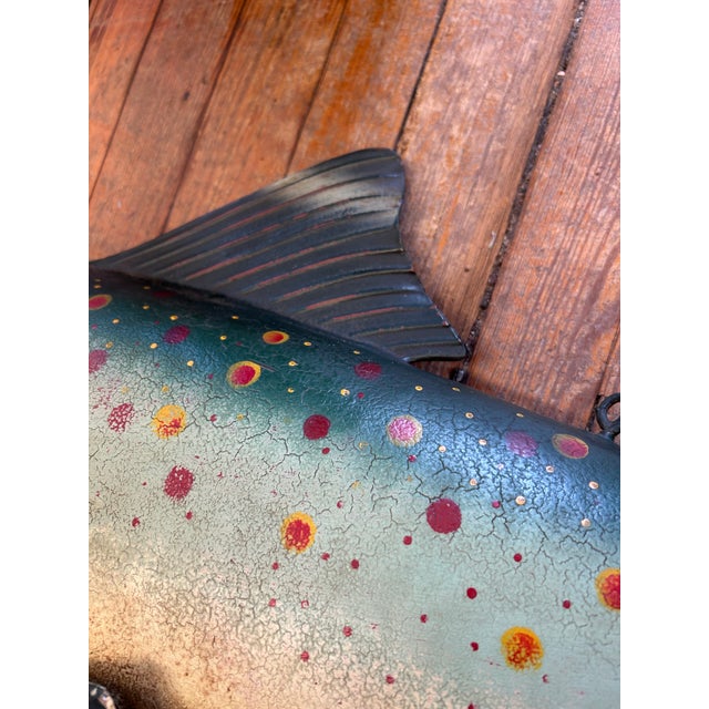 Large Vintage Painted Folk Art Fish Trade Sign For Sale - Image 14 of 16