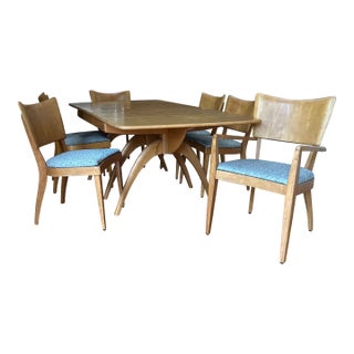 1960s Heywood-Wakefield Mid-Century Wishbone Expandable Dining Table With Six Stingray Chairs For Sale