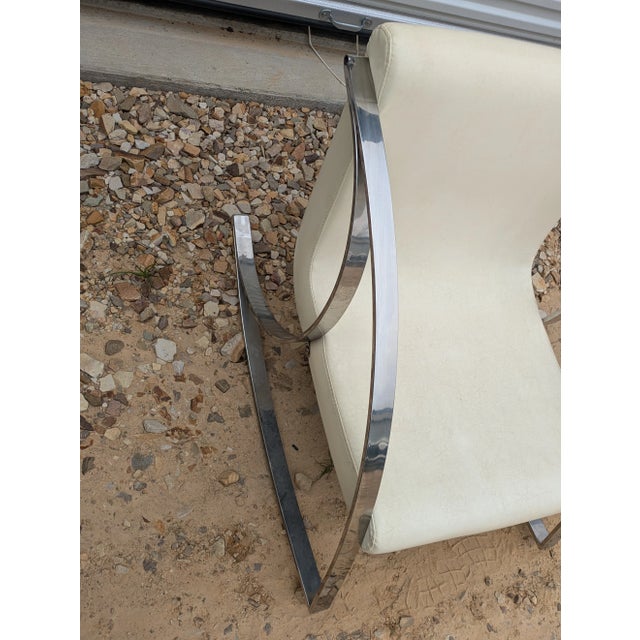 Late 20th Century Late 20th Century Contemporary Modern Knoll Style Rocking Chair, Chrome and Leather For Sale - Image 5 of 12