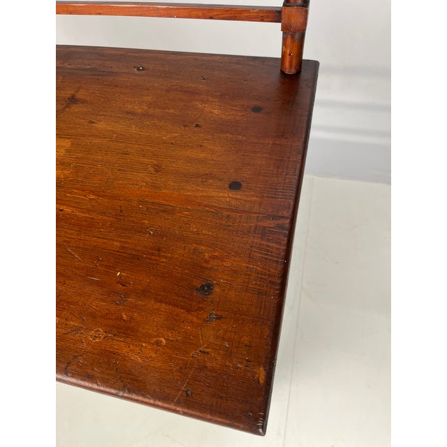 Brown Antique Rustic Wood Baker's Rack / Wash Stand With Slotted Gallery & Lower Shelf For Sale - Image 8 of 13