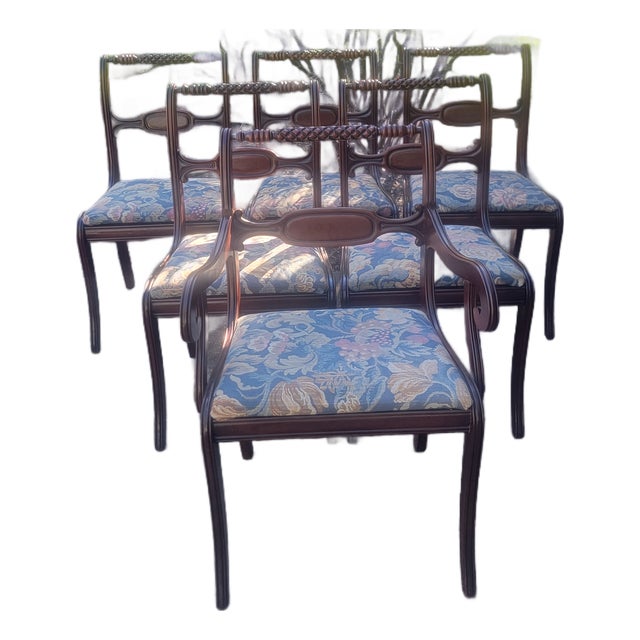 Six Early 20th Century Park Furniture Duncan Phyfe Style Dining Chairs For Sale
