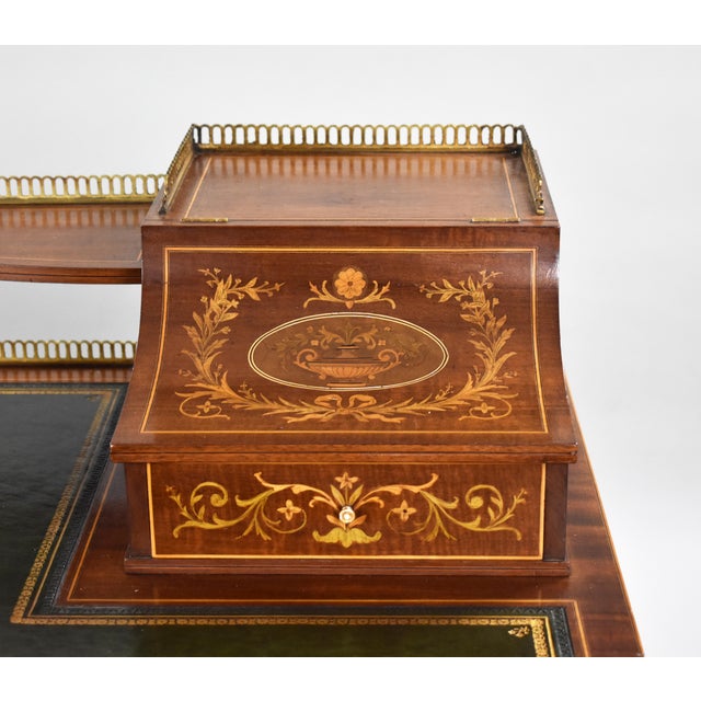 19th Century Victorian English Marquetry Inlaid Carlton House Desk For Sale - Image 15 of 18