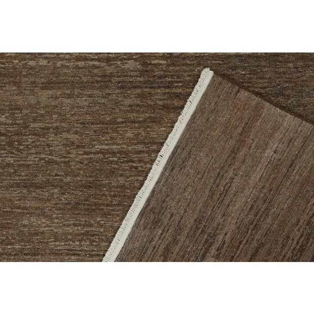 Textile Rug & Kilim’s Contemporary Textural Rug in Brown, Simple Solid Striae For Sale - Image 7 of 8