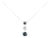 14K White Gold 1 1/2 Cttw Treated Blue and White Diamond 3-Stone 18" Pendant Necklace For Sale