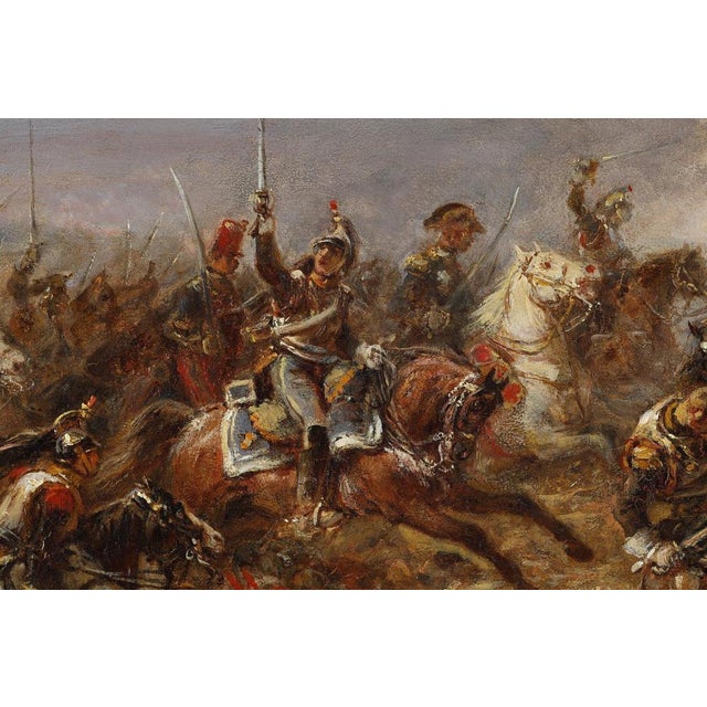 Eugène Charpentier, French Cuirassiers at Waterloo, 1860, Oil Painting, Framed For Sale - Image 13 of 18