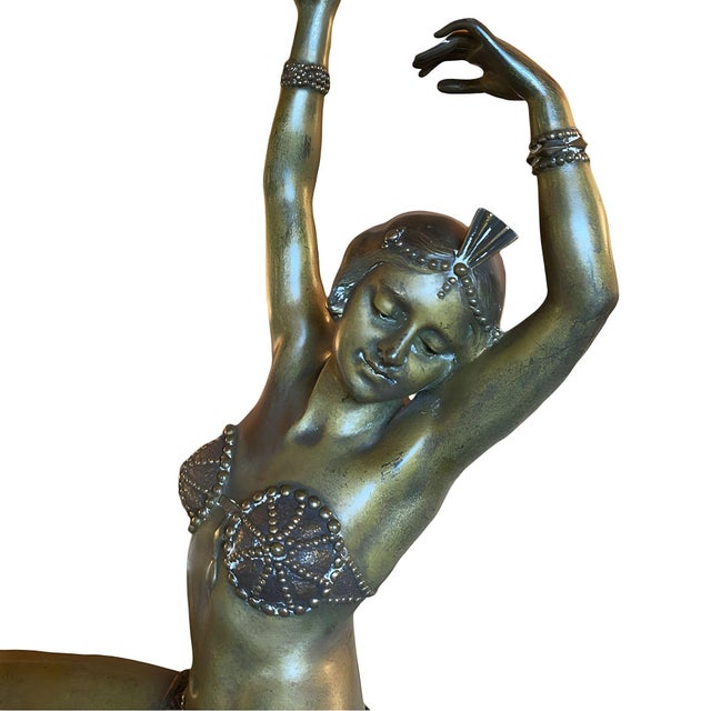 Art Deco Bronze Flapper Girl Statue on Marble by Affortunato Gory For Sale - Image 4 of 10