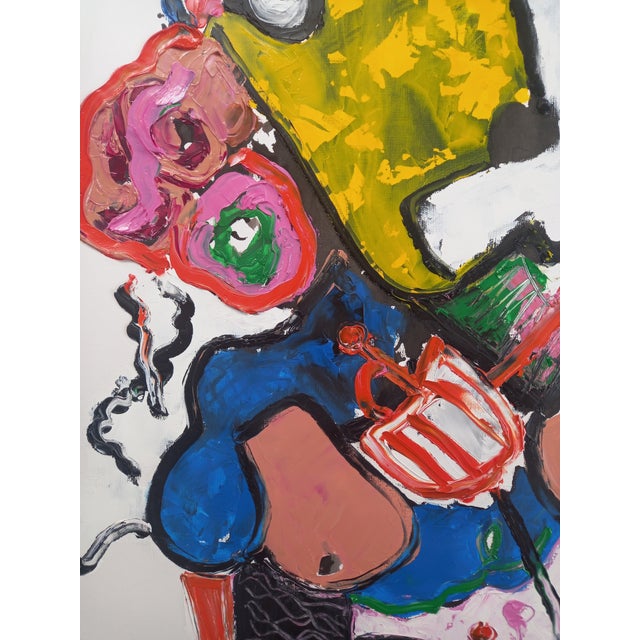 Paper 19.6" by 25.5" Abstract Figurative Original Oil Painting / Pablo Picasso, Unframed For Sale - Image 7 of 7
