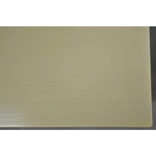Vintage Modern Solid Wood Cream Lacquered Parsons Low Pedestal Side Table - Pair For Sale - Image 9 of 12