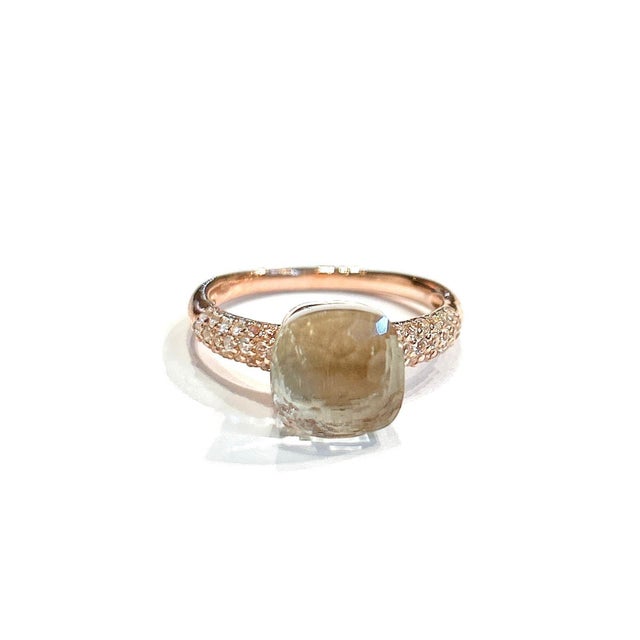 Classic Italian Bochic “Capri” Lemon Topaz Ring Set In 18K Gold & Silver For Sale - Image 9 of 10