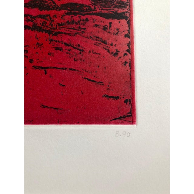 William Brice, Untitled #11 Two Forms Red Ground Abstract Expressionist Aquatint Etching, 1990 For Sale - Image 9 of 10