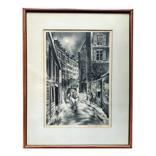 Aaron Bohrod “Sun Over Montparnasse” Signed Lithograph, 1947 For Sale