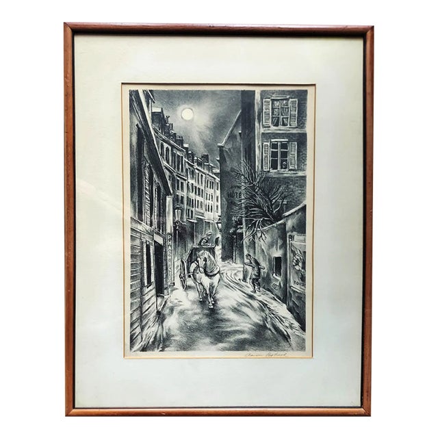 Aaron Bohrod “Sun Over Montparnasse” Signed Lithograph, 1947 For Sale