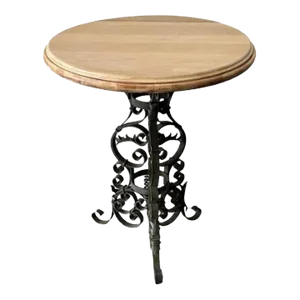 Victorian Bleached Top Scrolled Iron Bistro Table