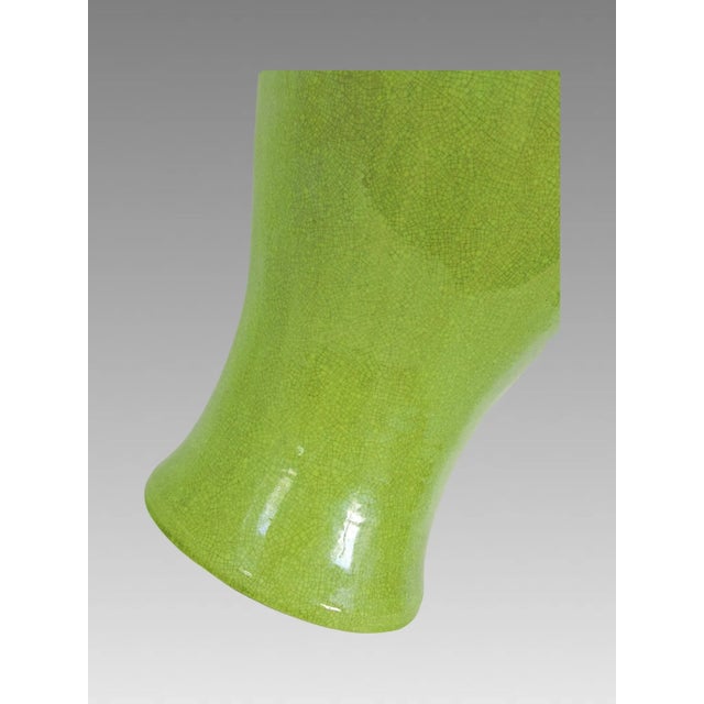 Large Early Mid Century Apple Green 'Meiping' Monochrome Chinese Vase & Carved Wood Stand For Sale - Image 9 of 12