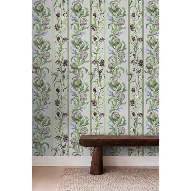 Not Yet Made - Made To Order Artichoke Stem Stripe Grasscloth Wallpaper by House Party | Terra Verde | 8 Yards For Sale - Image 5 of 11