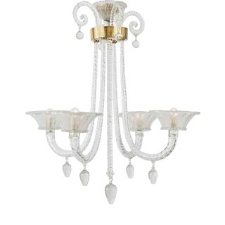 Vintage Blown Glass Chandelier, 1940s For Sale