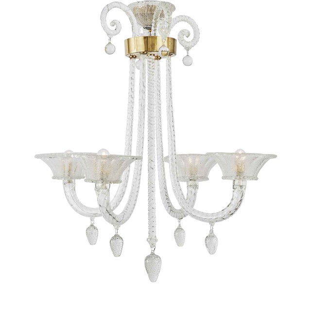 Vintage Blown Glass Chandelier, 1940s For Sale