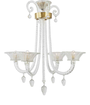 Vintage Blown Glass Chandelier, 1940s