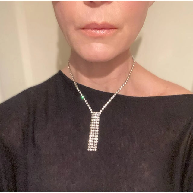 Vintage Rhinestone Adjustable Tassel Necklace For Sale - Image 4 of 12