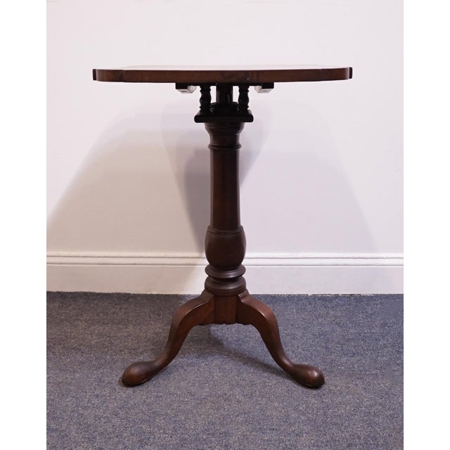 Vintage Antique Late 19th Century Solid Mahogany Traditional Georgian Style 19x22" Tilt Top Accent End Table For Sale - Image 9 of 10