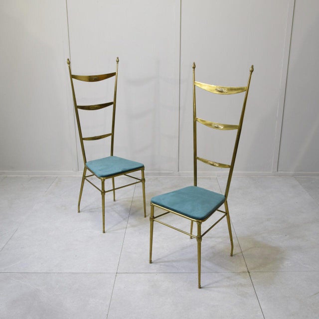 Brass Chiavari Chairs by Gaetano Descalzi, 1950s, Set of 2 For Sale - Image 9 of 9