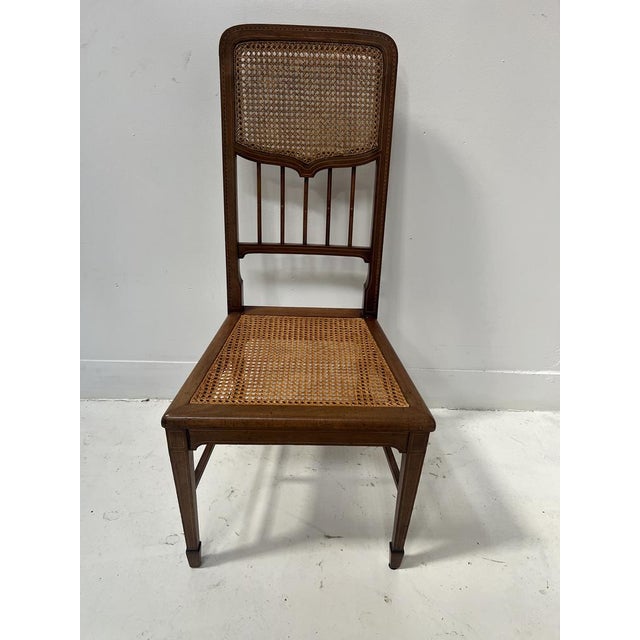 Brown Art Deco Bedroom Chair in Marquetry Wood, 1900s For Sale - Image 8 of 8