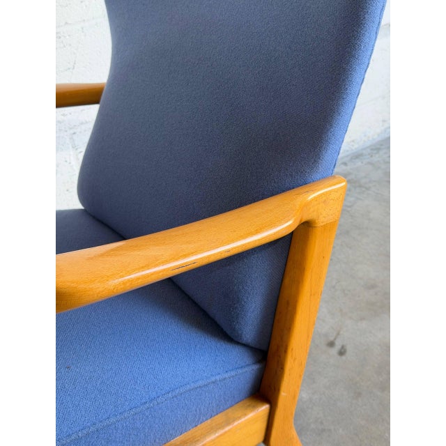 Blue Blue Upholstered Beechwood Lounge Chair Danish Mid-Century Modern 1960s For Sale - Image 8 of 10