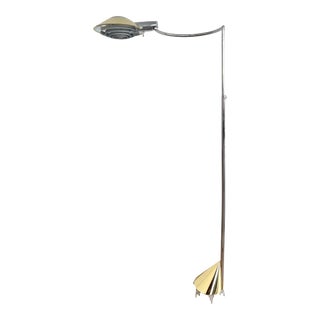 1970s Cedrick Hartman Chrome and Brass Floor Lamp For Sale
