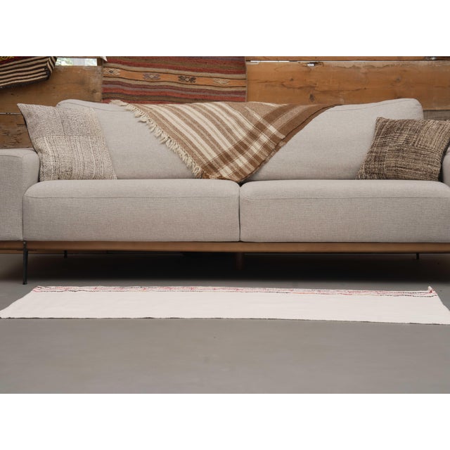 1970s Vintage Handmade Wool Cotton White Small Kilim Rug For Sale - Image 11 of 11