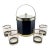 1960s Mid-Century Modern Culver Black and Gold Lowball Glasses With Coordinating Ice Bucket – Set of 5 For Sale