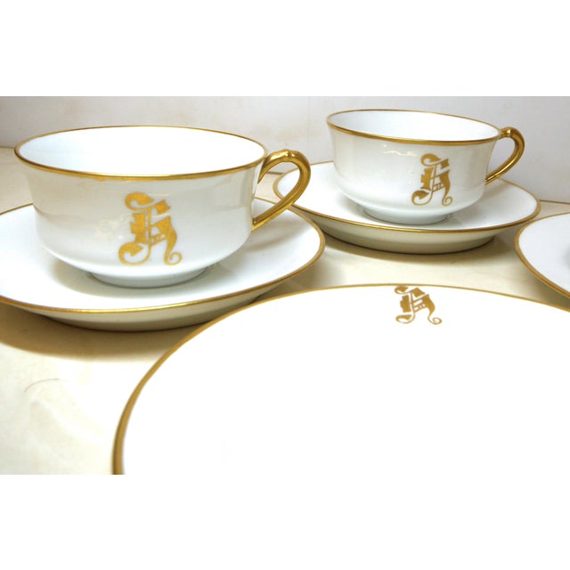 The splendid Haviland & Co. of Limoges, France, Gilded Monogrammed Demitasse Tea Set of 29 pieces. The cups and saucers...