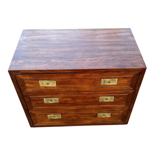Henredon Scene One campaign chest of drawers. Classic streamline lines offset with inset brass hardware. 3 nice drawers...