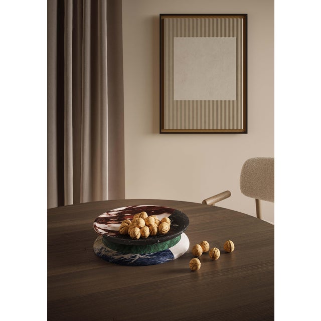 Centerpiece in black Marquinia, red Levanto, white Michelangelo, Arabescato Vagli Filo Rosso, green Guatemala and Blue...