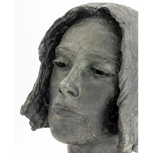 Lily Landis Bronzed Spelter Female Portrait Bust For Sale - Image 4 of 9