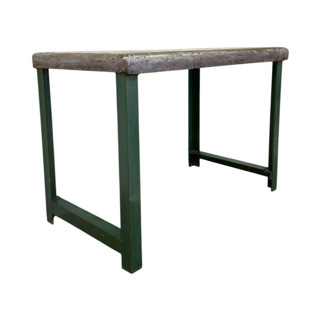 1970s Vintage Heavy Duty Industrial Steel Workbench Table With Painted Legs. For Sale - Image 5 of 7