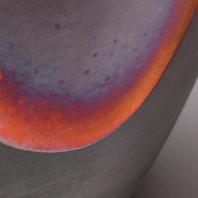 Mid-Century Organic Glazed Gray & Violet Ceramic Studio Vase Signed Tony Evans For Sale - Image 13 of 15