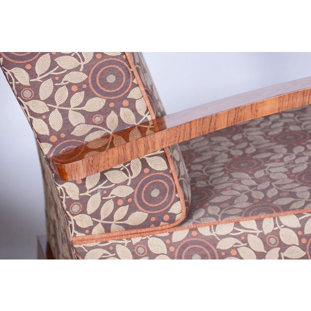 Art Deco Czech High Gloss Armchairs with Backhausen Fabric, 1920s, Set of 2 For Sale - Image 6 of 11