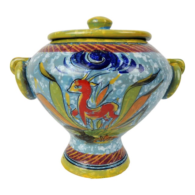 Mid-Century Italian Jar & Lid For Sale